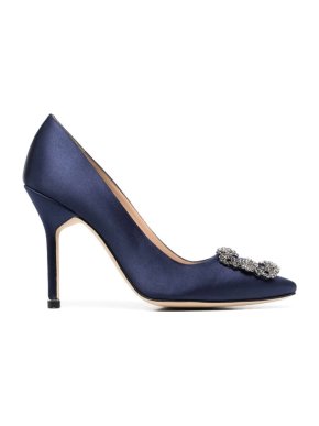 manolo Blahnik Navy Hangisi 105 Pumps