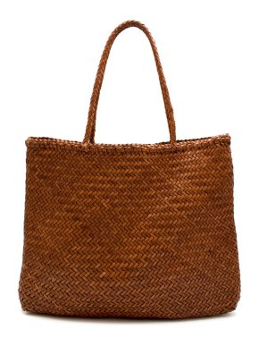 Dragon Diffusion Tan Woven Leather Tote Bag
