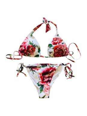 Dolce & Gabbana Peony Print Halterneck Bikini