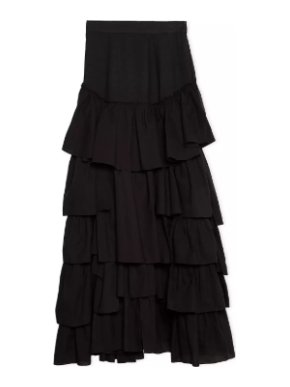 Loewe Paula's Ibiza Black Cotton Tiered Ruffled Skirt