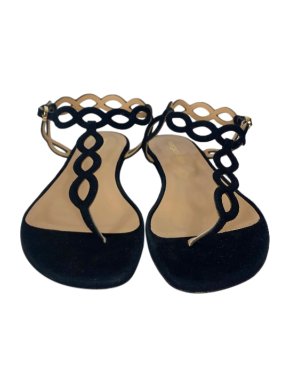 Sergio Rossi Black Suede Mermaid Flat Sandals