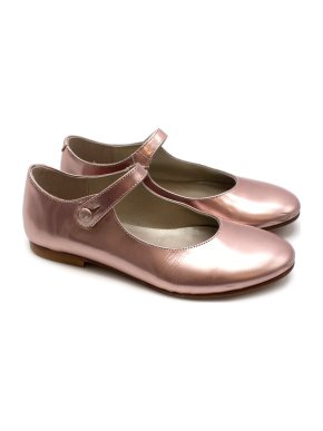 Bonpoint Pink Metallic Leather Mary Jane Flats