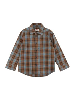 Maan Belgium Brown & Blue Checkered Cotton Long Sleeve Shirt