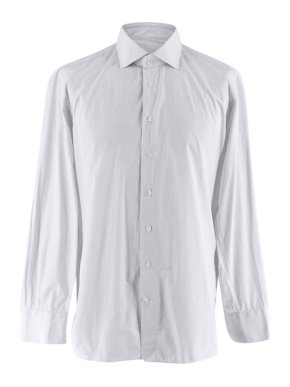 Emanuele Maffeis White & Blue Striped Cotton Tailored Shirt