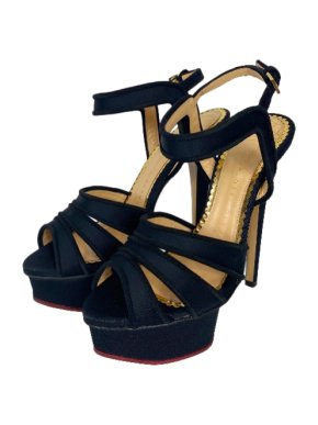 Charlotte Olympia Black Velvet Platform Sandals