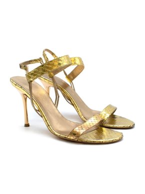 Celine Gold Snakeskin Vintage Strappy Sandals