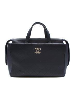Chanel Blue Lambskin & Caviar Calfskin CC Top Handle Shopper