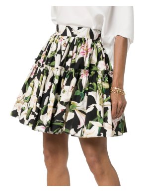 Dolce & Gabbana Lily Print Tiered Mini Skirt