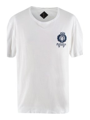 Billionaire White Cotton Embroidered Detail T-shirt