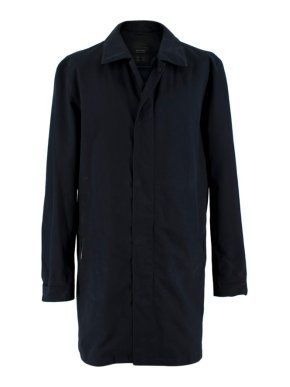 Z Zegna Navy Technical Microtene Coat