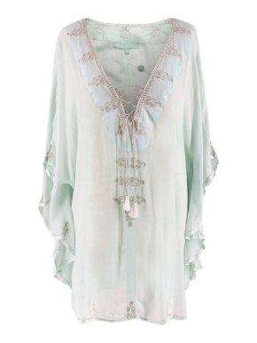 Melissa Odabash Mint Embroidered Bohemian Cotton Kaftan