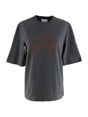 Ganni Grey Cotton Fantasy Reality T-shirt