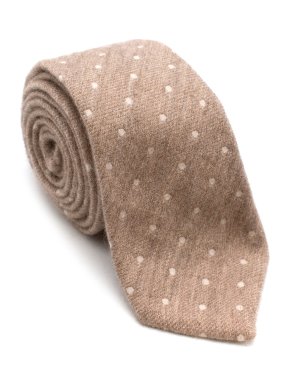 Rosi & Ghezzi Light Brown with Cream Polka Dots Cashmere Tie