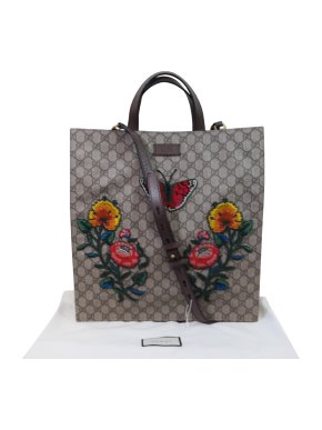 Gucci Embroidered GG Canvas Tote Bag