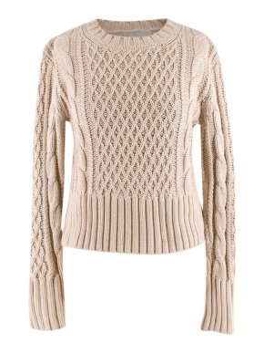 Acne Lia Cable Beige Cotton Knit Sweater