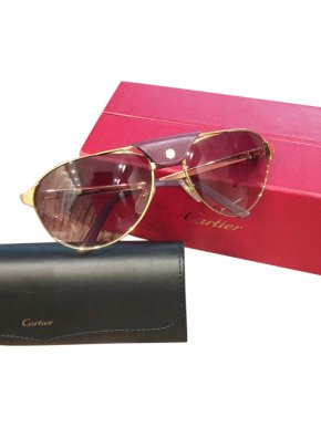 Cartier Bugundy/Gold Santos Dupont Sunglasses