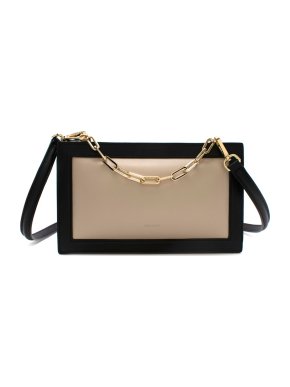 The Sant Beige & Black Leather Shoulder Bag
