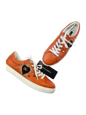 Dolce & Gabbana Orange Heart Applique Sneakers