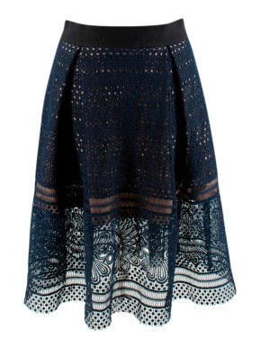Self Portrait Navy Sofia Lace Skirt