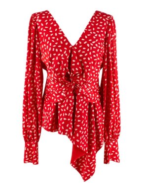 Self Portrait Red Twisted Satin Top