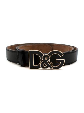 D&G Black Leather Logo Belt