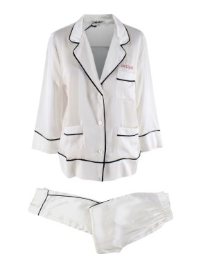 Sleeping with Jacques White Classic Silk Pyjama Set