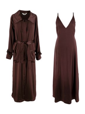 Sleeping with Jacques Silk Chocolate Dress and Robe Set