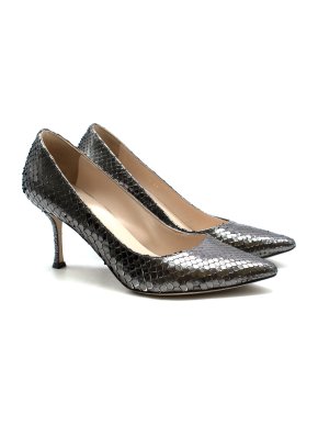 Sergio Rossi Graphite Snakeskin Pumps