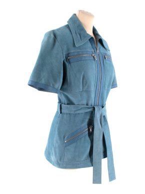 Victoria Victoria Beckham Blue Suede Leather Shirt
