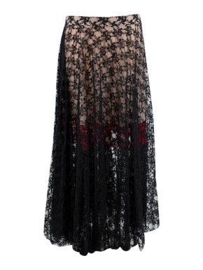 Christopher Kane Black & Red Lace Skirt