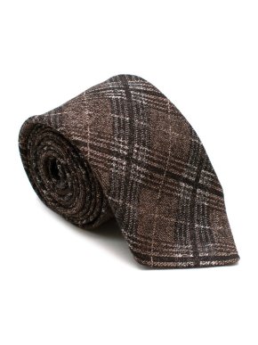 Salvatore Ferragamo Brown Checkered Wool & Silk Tie