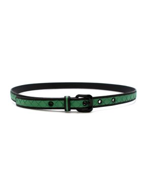 Bottega Veneta Black & Green Intrecciato Leather Belt