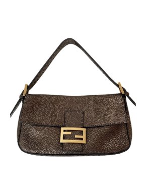 Fendi Selleria Vintage Brown Leather Baguette Shoulder Bag