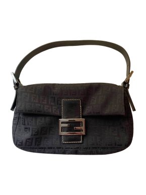 Fendi Black FF Vintage Baguette Shoulder Bag