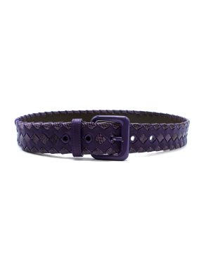 Bottega Veneta Purple Intrecciato Leather & Snakeskin Belt