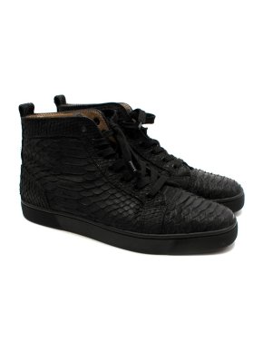 Christian Louboutin Black Python Louis Hight Top Trainers