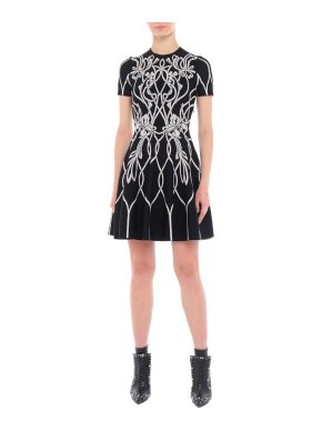 Alexander McQueen Black & White Knit Mini Dress
