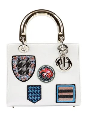 Christian Dior White Medium Patch Embellished Lady Dior Bag