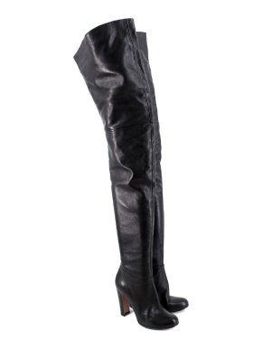 Prada Black Leather Tall Heel Boots