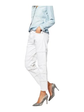Current/Elliot The Fray White Seamed Boyfriend Jeans