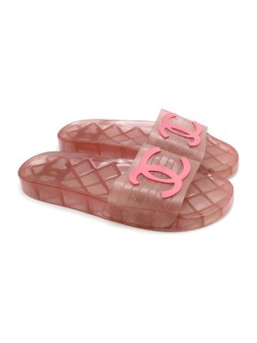 Chanel Pink Translucent CC Slide Sandals