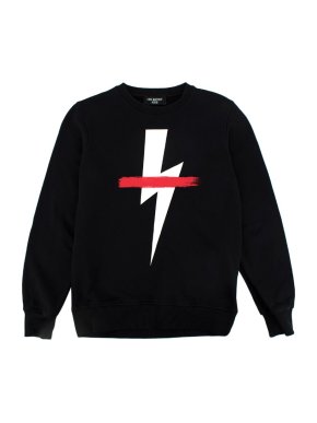 Neil Barret Black Lightning Bold Print Cotton Sweatshirt