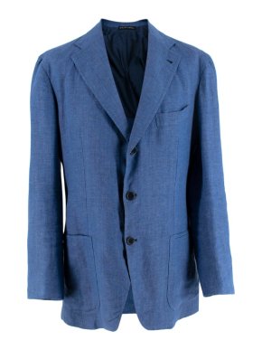La Vera Single Breasted Blue Linen Blazers
