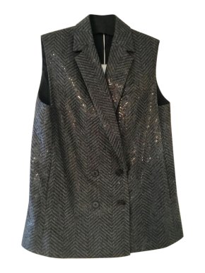 Brunello Cucinelli Sequin Embellished Sleeveless Herringbone Jacket New Sz. 40