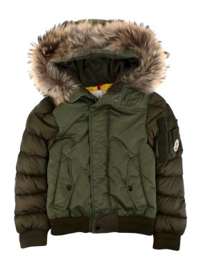 Moncler Khaki Hooded Padded Bomber Jacket