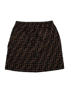 Fendi Brown & Black FF Monogram Nylon Skirt
