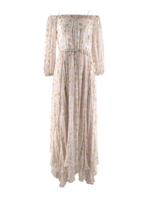Philosophy di Lorenzo Serafini Floral Beige Off Shoulder Dress