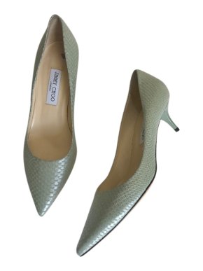 Jimmy Choo Pale Metallic Green Court Pumps