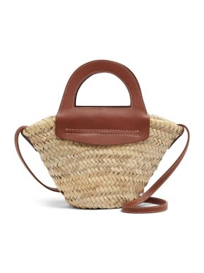 Hereu Chestnut Cabas Mini Straw Tote