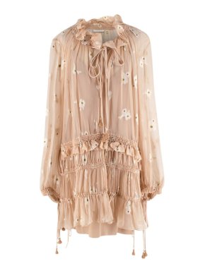 Chloe Silk Beige Rose Dress